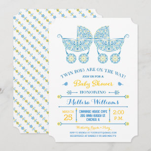 Het zijn Twin Boys! Twins Baby shower uitnodiging