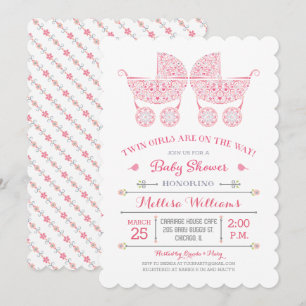 Het zijn Twin Girls! Twins Baby shower uitnodiging
