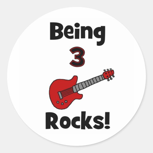 Het zijn van 3 stenen! Met gitaar Rockstar Rocker Ronde Sticker (Voorkant)