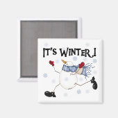 Het zijn Winter Snowman Feestdagen Magneet (Voorkant / Achterkant)