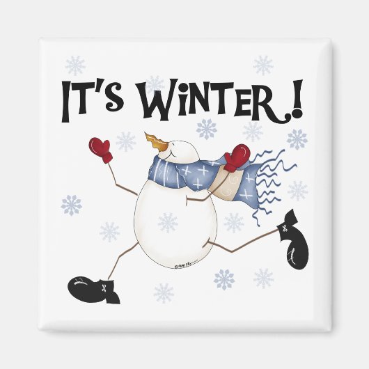 Het zijn Winter Snowman Feestdagen Magneet (Voorkant)