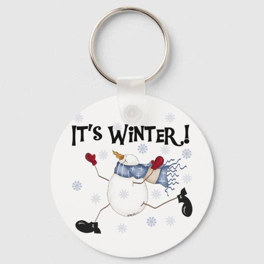 Het zijn Winter Snowman Tshirts en Cadeaus Sleutelhanger (Voorkant)