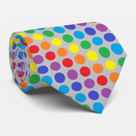 Het Zilver van de Stippen van de regenboog Stropdas (Opgerold)
