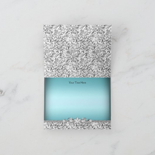 Het zilveren Blauw schittert & dankt de Boog van Bedankkaart (Binnen)