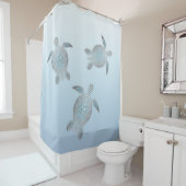 Het zilveren Blauw van de Schildpadden van het Zee Douchegordijn (In situ)