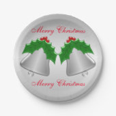 Het zilveren Gekleurde Zilver van Klokken Kerstmis Papieren Bordje (Voorkant)
