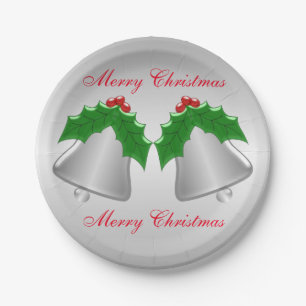 Het zilveren Gekleurde Zilver van Klokken Kerstmis Papieren Bordje