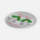 Het zilveren Gekleurde Zilver van Klokken Kerstmis Papieren Bordje (Gekanteld)