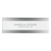 Het zilveren Grijze & Witte Geometrische Ontwerp Naambadge (Voorkant)