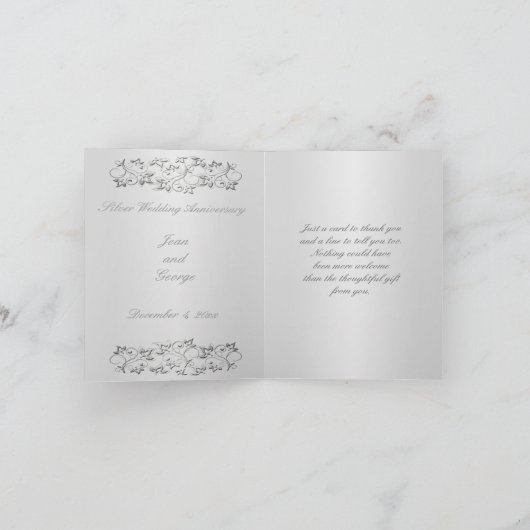 Het zilveren Jubileum dankt u kaardt Bedankkaart (Binnen)