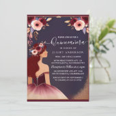 Het Zilveren Pruim Kant Gown Boho Bourgogne Quince Kaart (Staand voorkant)