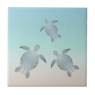 Het zilveren Strand van de Schildpad van het Zee Tegeltje