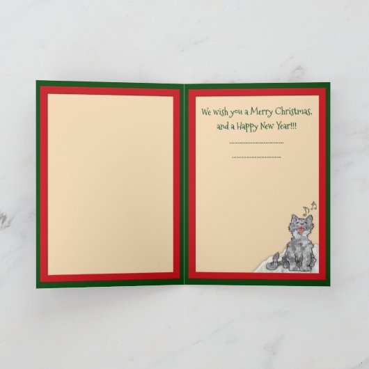 Het zingen Gepersonaliseerde de Katten van Feestdagen Kaart (Binnen)