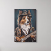 Het zingen van de Blues Shetland Sheepdog | Shelti Canvas Afdruk (Voorkant)