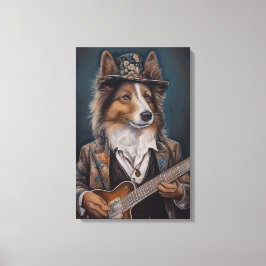 Het zingen van de Blues Shetland Sheepdog | Shelti Canvas Afdruk