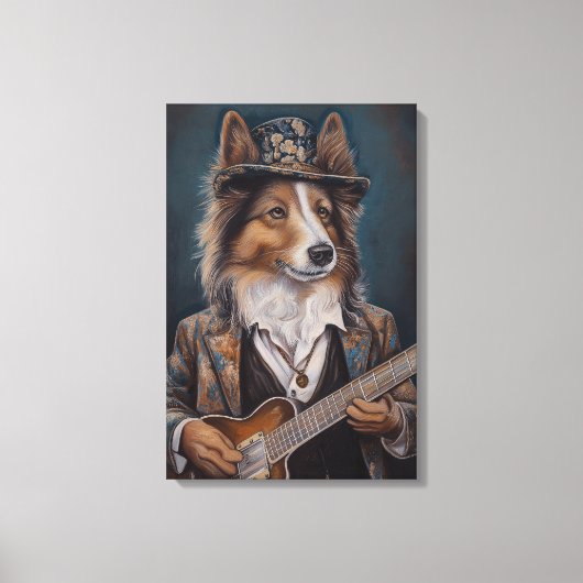 Het zingen van de Blues Shetland Sheepdog | Shelti Canvas Afdruk (Voorkant)