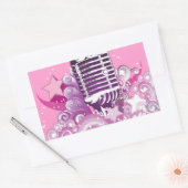 het zingen van diva microfoonsterren en zwemmels rechthoekige sticker (Envelop)