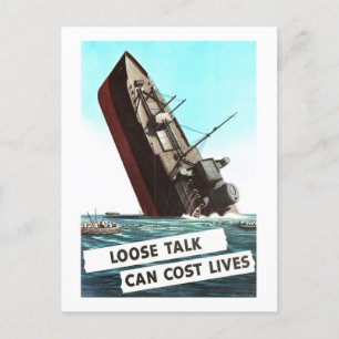 Het zinkende schip "Loose Talk" waarschuwt  Briefkaart