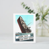 Het zinkende schip "Loose Talk" waarschuwt  Briefkaart (Staand voorkant)