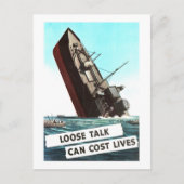 Het zinkende schip "Loose Talk" waarschuwt  Briefkaart (Voorkant)