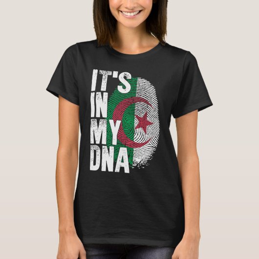 HET ZIT IN MIJN DNA Algerijnse Mannen Vlag vrouwen T-shirt (Voorkant)