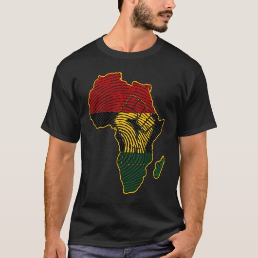 Het zit in mijn DNA BHM Afrika kaart Vingerafdruk T-shirt (Voorkant)