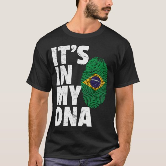 Het zit in mijn DNA Braziliaanse vlaggentrots T-shirt (Voorkant)