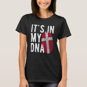 het zit in mijn DNA Denemarken vlag Vingerafdruk T-shirt