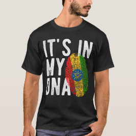 Het zit in mijn DNA Ethiopië Vlag Vingerafdrukken T-shirt