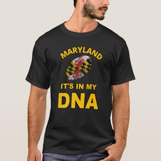 Het zit in mijn DNA Fingerprint Maryland State Fla T-shirt (Voorkant)