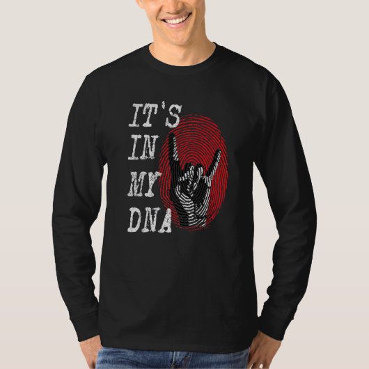 HET ZIT IN MIJN DNA Hand Hoorns Vingerafdruk Punk  T-shirt (Voorkant)
