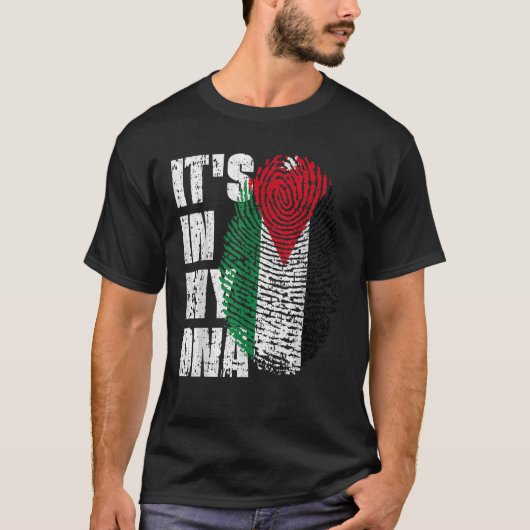 HET ZIT IN MIJN DNA Jordan Flag Jordanian T Shirt (Voorkant)
