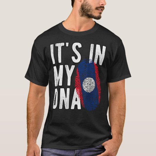 Het zit in mijn DNA Laos vlag Fingerprint T-shirt (Voorkant)