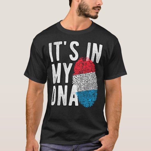 Het zit in mijn DNA Luxemburgse vlag Fingerprint T-shirt (Voorkant)