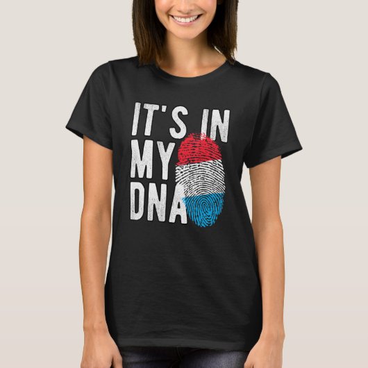 Het zit in mijn DNA Luxemburgse vlag Fingerprint T-shirt (Voorkant)