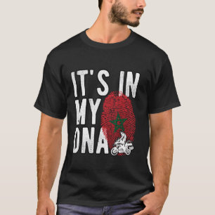 Het zit in Mijn DNA Marokko Vlag Marokkaanse motor T-shirt