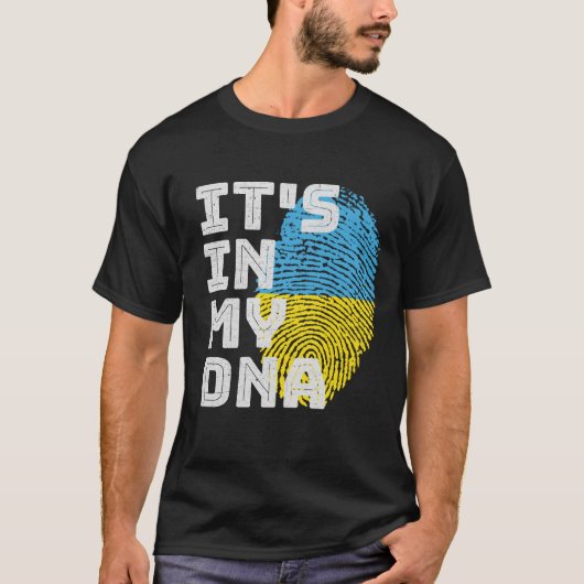 Het zit in mijn DNA Oekraïne vlag vingerafdruk T-shirt (Voorkant)