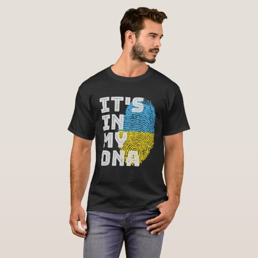 Het zit in mijn DNA Oekraïne vlag vingerafdruk T-shirt (Voorkant volledig)