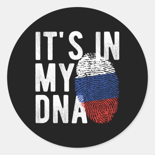 Het zit in mijn DNA Rusland vlag vingerafdruk Ronde Sticker (Voorkant)