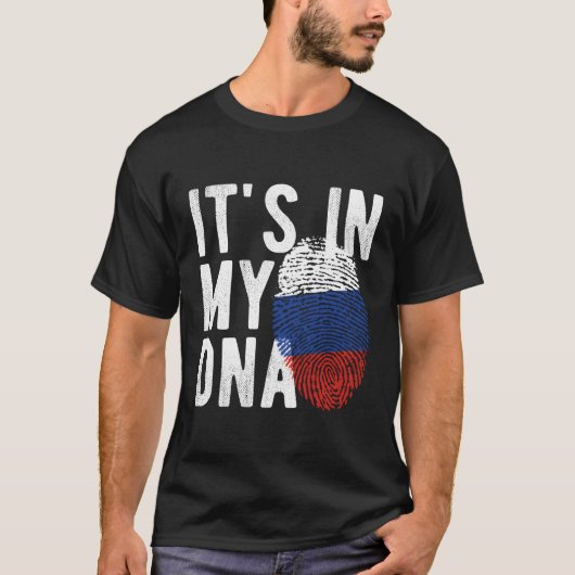 Het zit in mijn DNA Rusland vlag vingerafdruk T-shirt (Voorkant)