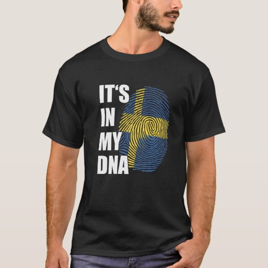 Het zit in mijn DNA Zweden Pride Zweedse Vlag Ving T-shirt (Voorkant)