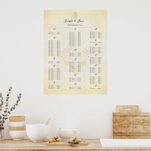 Het Zitplan van de bruiloft in de  Parchment Style Poster (Keuken)