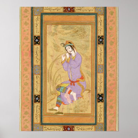 Het zittende meisje dat haar haar in de belletjes  poster (Voorkant)