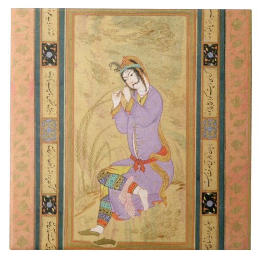 Het zittende meisje dat haar haar in de belletjes tegeltje (Voorkant)