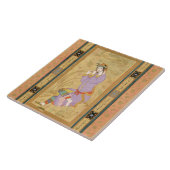 Het zittende meisje dat haar haar in de belletjes tegeltje (Zijkant)