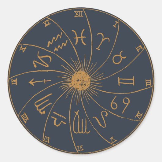 Het Zodiac Wiel - Fortune Telling Ronde Sticker (Voorkant)