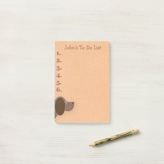 Het zoeken naar bruine hond gepersonaliseerd om li post-it® notes (Op bureau)