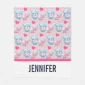 Het zoenen Beren Patroon op Polka Dots Fleece Deken (Voorkant)