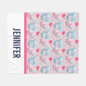 Het zoenen Beren Patroon op Polka Dots Fleece Deken (Voorkant (Horizontaal))