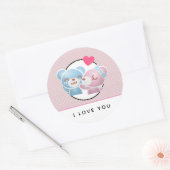 Het zoenen Beren Patroon op Polka Dots Ronde Sticker (Envelop)